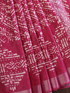 Bhagalpur Handloom Pure Linen Cotton Batik Pattern Saree-Pink