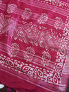Bhagalpur Handloom Pure Linen Cotton Batik Pattern Saree-Pink