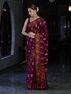 Banarasee Pure Chiffon Saree With Resham Buta Work & Border-Violet