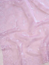 Banarasee Pure Organza Silk Saree With Floral Resham Embroidery-Pink