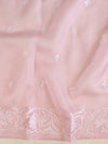 Banarasee Pure Organza Silk Saree With Floral Resham Embroidery-Pink