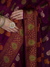 Banarasee Pure Chiffon Saree With Resham Buta Work & Border-Violet
