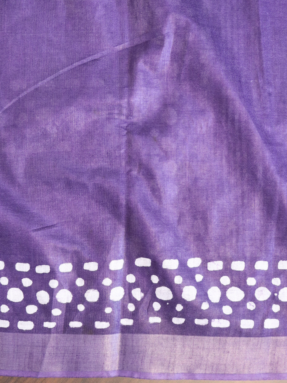 Bhagalpur Handloom Pure Linen Cotton Batik Pattern Saree-Volet