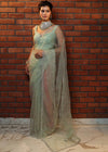 Banarasee Organza Mix Saree With Katdana Handwork-Mint Green