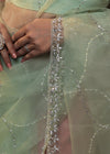 Banarasee Organza Mix Saree With Katdana Handwork-Mint Green