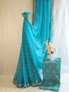 Banarasee Georgette Embroidered Chunari Print Saree-Blue
