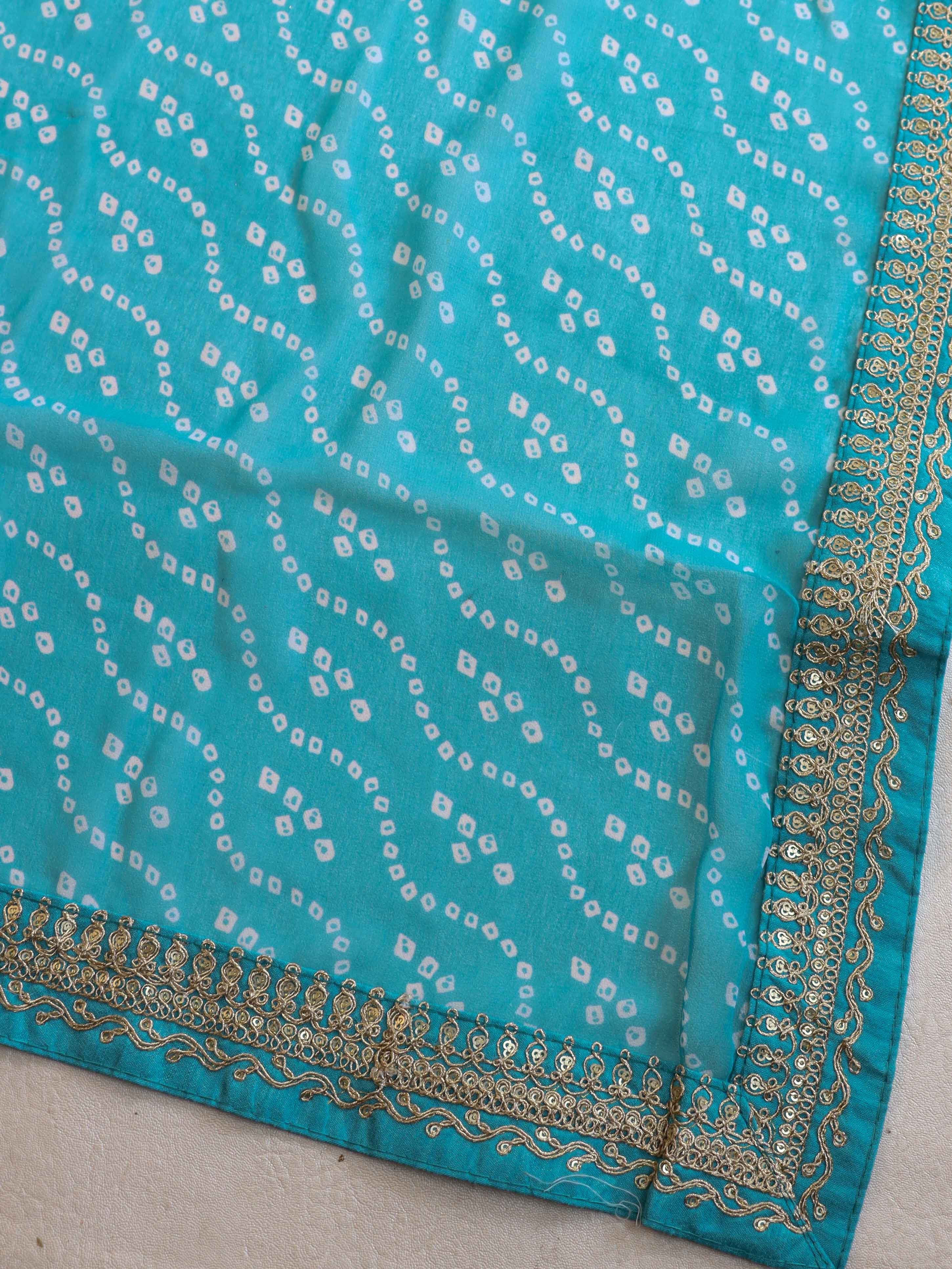 Banarasee Georgette Embroidered Chunari Print Saree-Blue