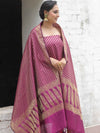 Banarasee Cotton Silk Zari Woven Salwar Kameez Dupatta Set-Magenta