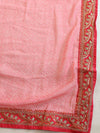 Banarasee Georgette Embroidered Lehariya Print Saree-Pink