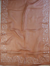 Banarasee Pure Organza Silk Saree With Floral Resham Embroidery-Brown