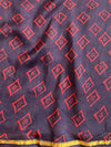 Banarasee Handloom Chanderi Bagru Block Printed Saree-Blue