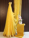 Banarasee Georgette Embroidered Lehariya Print Saree-Yellow
