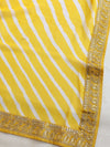 Banarasee Georgette Embroidered Lehariya Print Saree-Yellow