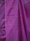Bhagalpur Handloom Semi Silk Saree With Stripes Design-Violet