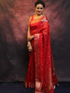 Banarasee Organza Floral Embroidery Sequin Work Saree-Red