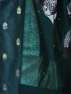 Banarasee Semi-Silk Zari Work Salwar Kameez Fabric With Digital Printed Dupatta Set-Deep Green