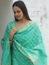 Banarasee Cotton Silk Zari Woven Salwar Kameez Dupatta Set-Sea Green