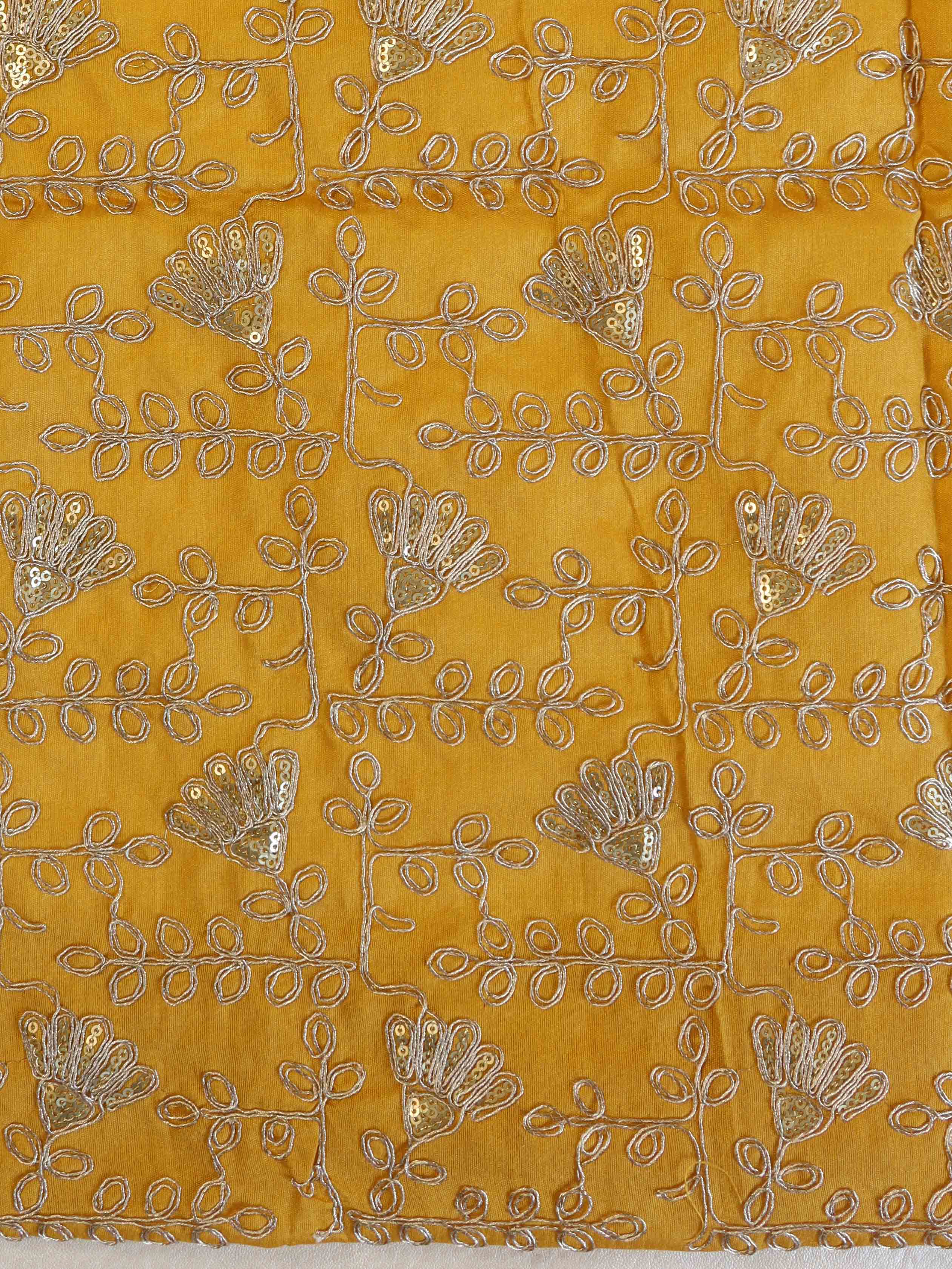 Banarasee Georgette Embroidered Chunari Print Saree-Mustard Yellow
