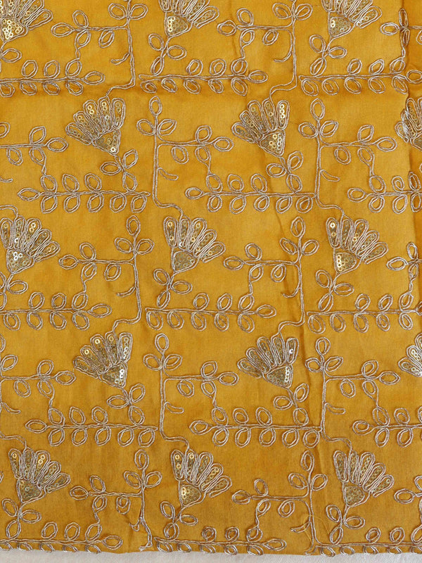 Banarasee Georgette Embroidered Chunari Print Saree-Mustard Yellow