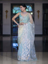 Banarasee Dual Color Organza Mix Saree With Zari Work-Mint Green & Light Yellow