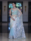 Banarasee Dual Color Organza Mix Saree With Zari Work-Mint Green & Light Yellow