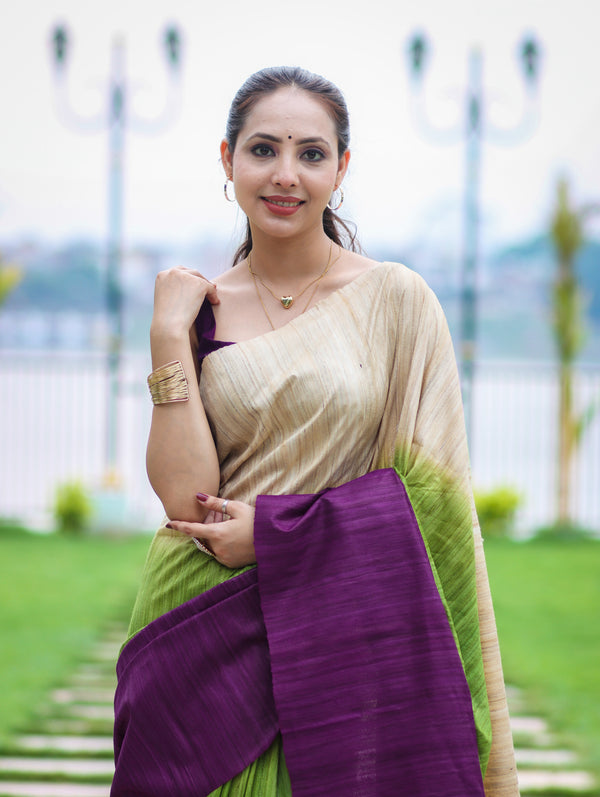 Bhagalpuri Handloom Pure Tussar Saree-Multicolor