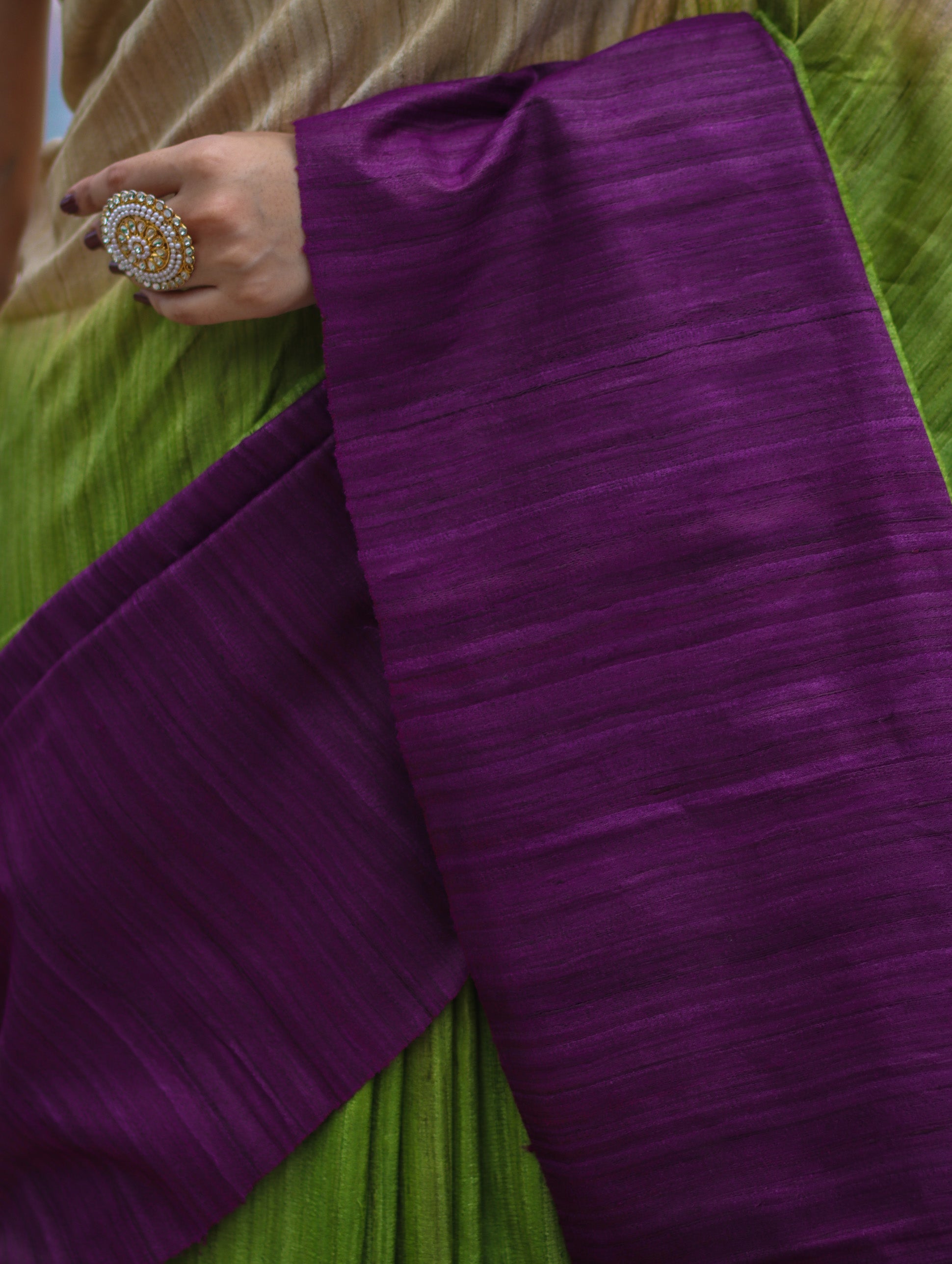 Bhagalpuri Handloom Pure Tussar Saree-Multicolor