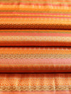 Banarasee Satin Brocade Stripes Design Fabric-Multicolor