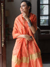 Banarasee Cotton Silk Salwar Kameez Ghichha Work Fabric With Embroidery Work-Peach