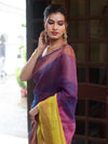Banarasee Handloom Pure Linen Shine Saree-Multicolor