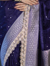 Banarasee Handloom Mashru Silk Saree With Buti Design Zari Border & Lace-Violet