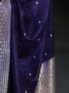 Banarasee Handloom Mashru Silk Saree With Buti Design Zari Border & Lace-Violet