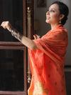 Banarasee Cotton Silk Salwar Kameez Ghichha Work Fabric With Embroidery Work-Peach