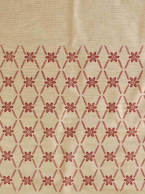Handloom Block Printed Khadi Cotton Salwar Kameez Dupatta Set-Beige