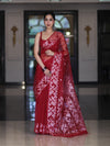 Banarasee Organza Saree With Resham Buta Design & Border-Maroon