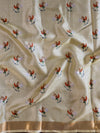 Banarasee Tussar Silk Saree With Digital Print & Zari Border-Pastel Yellow