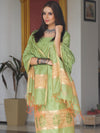 Banarasee Cotton Silk Salwar Kameez Ghichha Work Fabric With Embroidery Work-Green