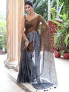 Banarasee Linen Tissue Metallic Shine Saree-Grey & Gold