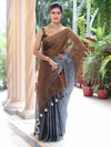 Banarasee Linen Tissue Metallic Shine Saree-Grey & Gold