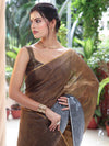 Banarasee Linen Tissue Metallic Shine Saree-Grey & Gold
