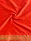 Banarasee Handwoven Semi-Katan Tanchoi Weaving Floral Border Saree-Orange