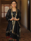 Banarasee Cotton Silk Zari Work Salwar Kameez Fabric With Plain Dupatta-Black