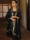 Banarasee Cotton Silk Zari Work Salwar Kameez Fabric With Plain Dupatta-Black
