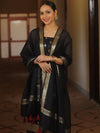 Banarasee Cotton Silk Zari Work Salwar Kameez Fabric With Plain Dupatta-Black