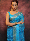 Banarasee Organza Floral Embroidery Sequin Work Saree-Blue