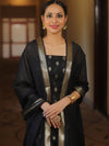 Banarasee Cotton Silk Zari Work Salwar Kameez Fabric With Plain Dupatta-Black