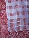 Handloom Block Printed Khadi Cotton Salwar Kameez With Dupatta Set-Red & White