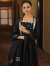 Banarasee Cotton Silk Zari Work Salwar Kameez Fabric With Plain Dupatta-Black