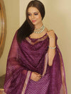 Banarasee Chanderi Cotton Salwar Kameez With Organza Dupatta Set-Violet