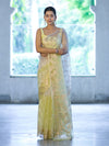 Banarasee Dual Color Organza Saree With Zari Jaal Design-Yellow (Dual Tone)